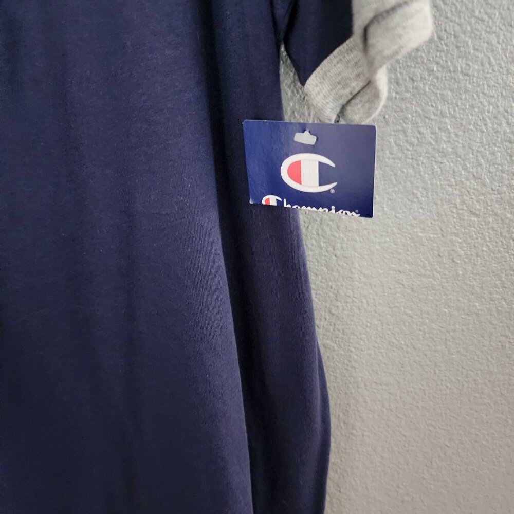 Champion Mens Navy T-Shirt XL Short Sleeve 100% Cotton New With Tag Authentic - Picture 2 of 14